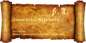Javorszki Nikolett névjegykártya